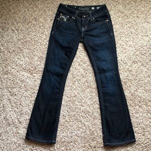 Miss Me Dark Boot Cut Jeans with Swarovski Crystal Details Size 26
